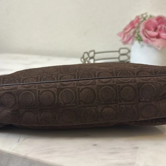 Salvatore Ferragamo Gancini Shoulder Bag/Brown Monogram Canvas/Authentic bag - Picture 8 of 16